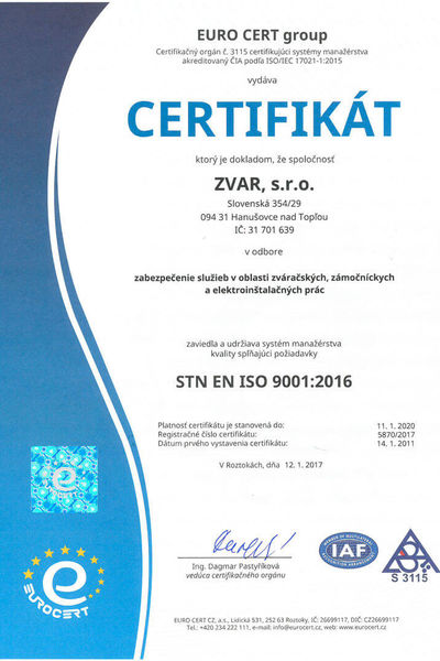 ISO-Zertifikate - ZVAR GmbH | Weltweite Agentur für industrielle Montagen und Personalbeschaffung